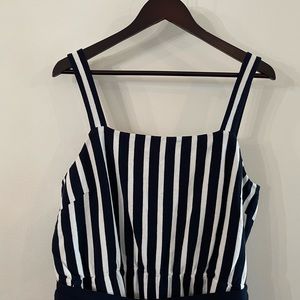 J.Crew navy and white stripe jumpsuit, size 16